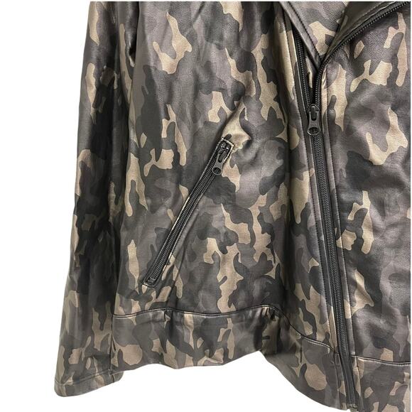 NWOT KORAL Specter Camo Metallic Vegan Faux Leather Moto Jacket Medium - Picture 5 of 16